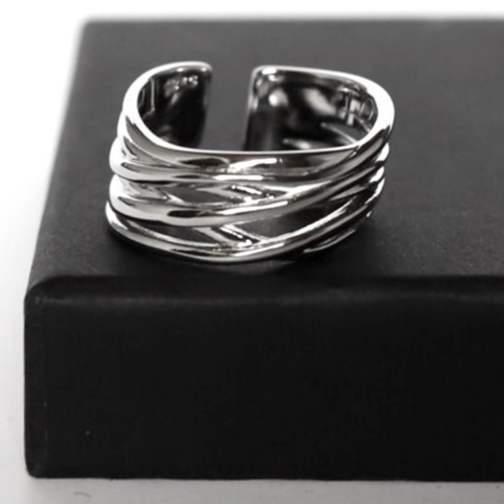 Infinity Adjustable Ring Classic Layered real 18k vermeil white gold